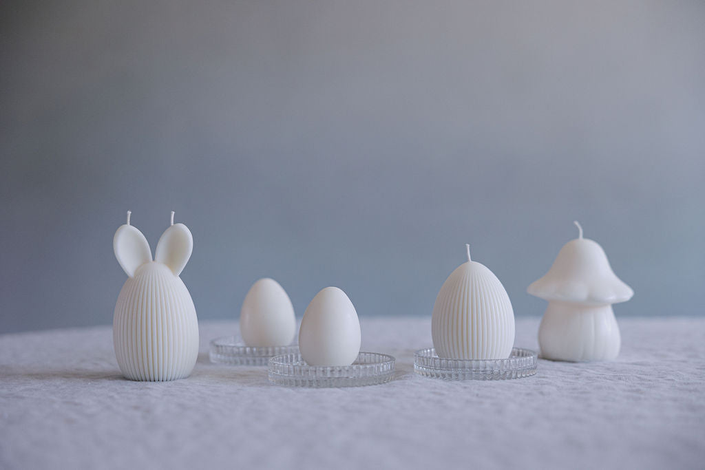 Striped easter bunny egg candle, gift, home decor, housewarming gift,easter decor idea, table set up idea, diner table, book shelf decor, gift idea