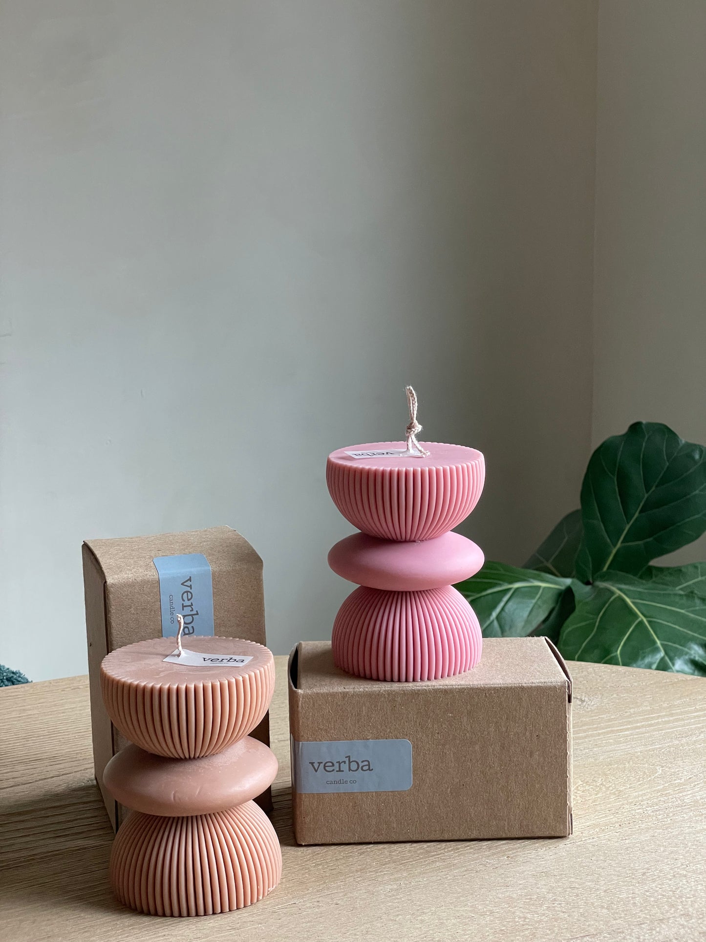 Wide Ribbed Pillar Candle