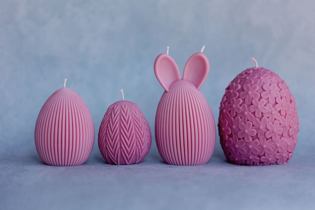 Striped easter bunny egg candle, gift, home decor, housewarming gift,easter decor idea, table set up idea, diner table, book shelf decor, gift idea