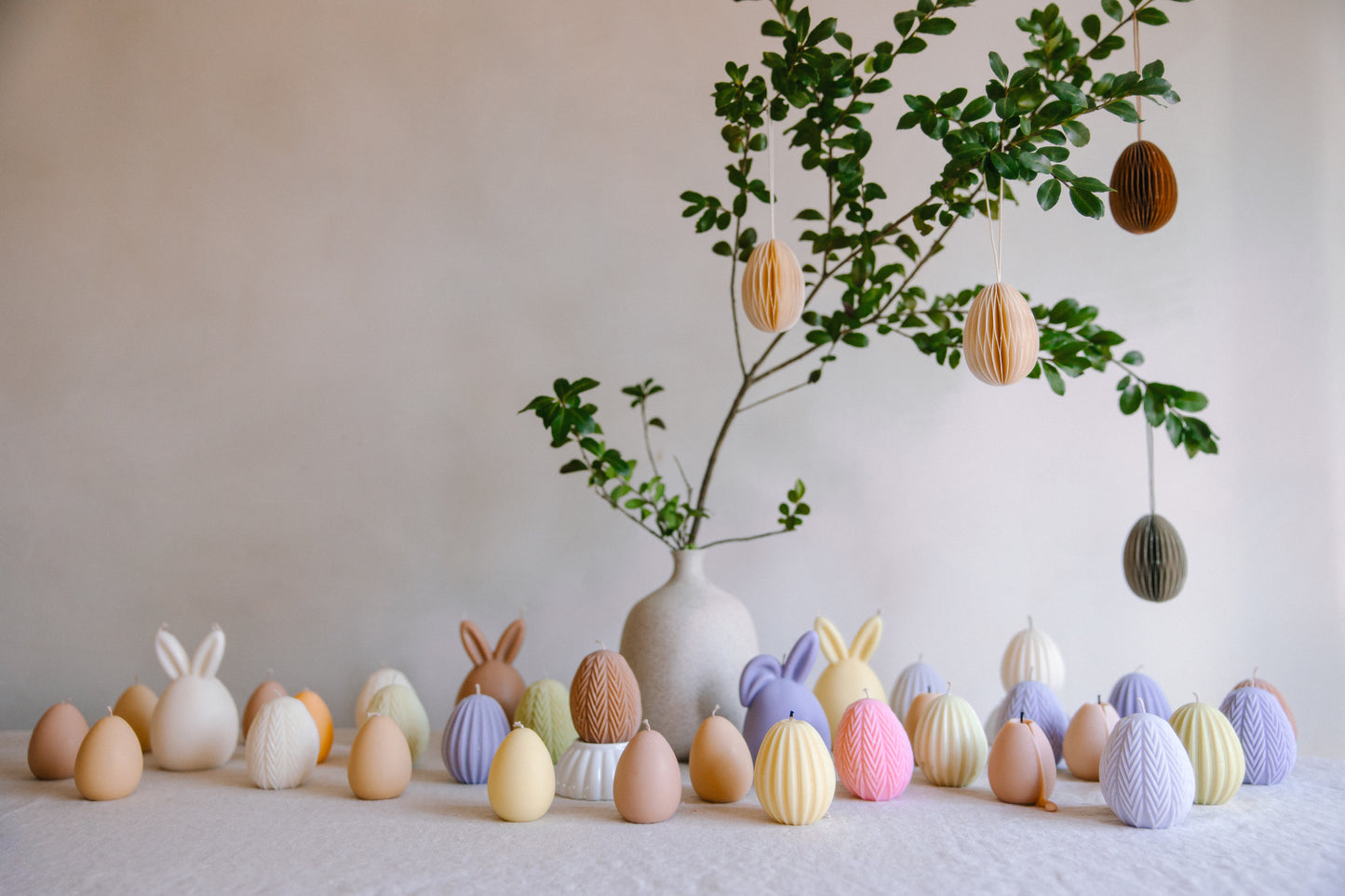 easter bunny candle, easter decor idea, table set up idea, diner table, book shelf decor, gift idea