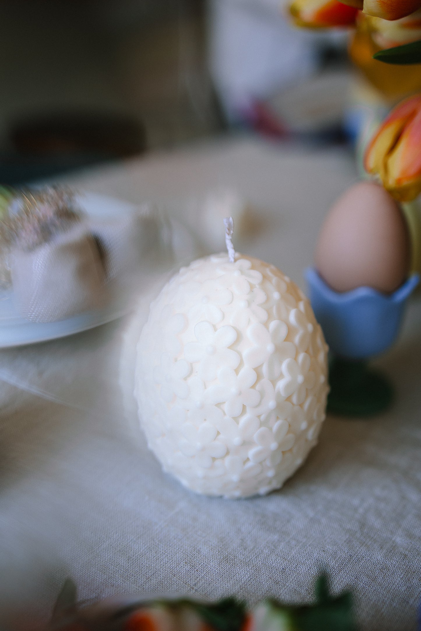 Large Floral Easter Egg Candle